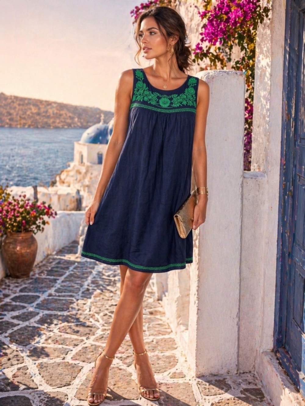💚J. Crew Embroidered Linen-Blend Shift Dress💚